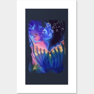 Neon Mermaid Posters and Art